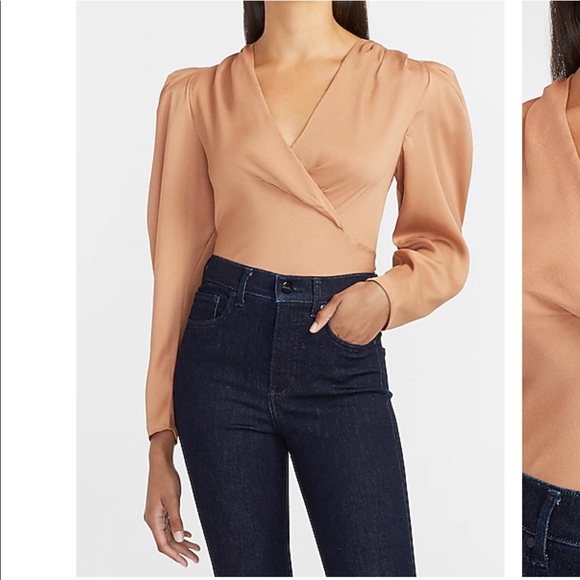 Express women’s V-neck puff sleeve top - Picture 1 of 2